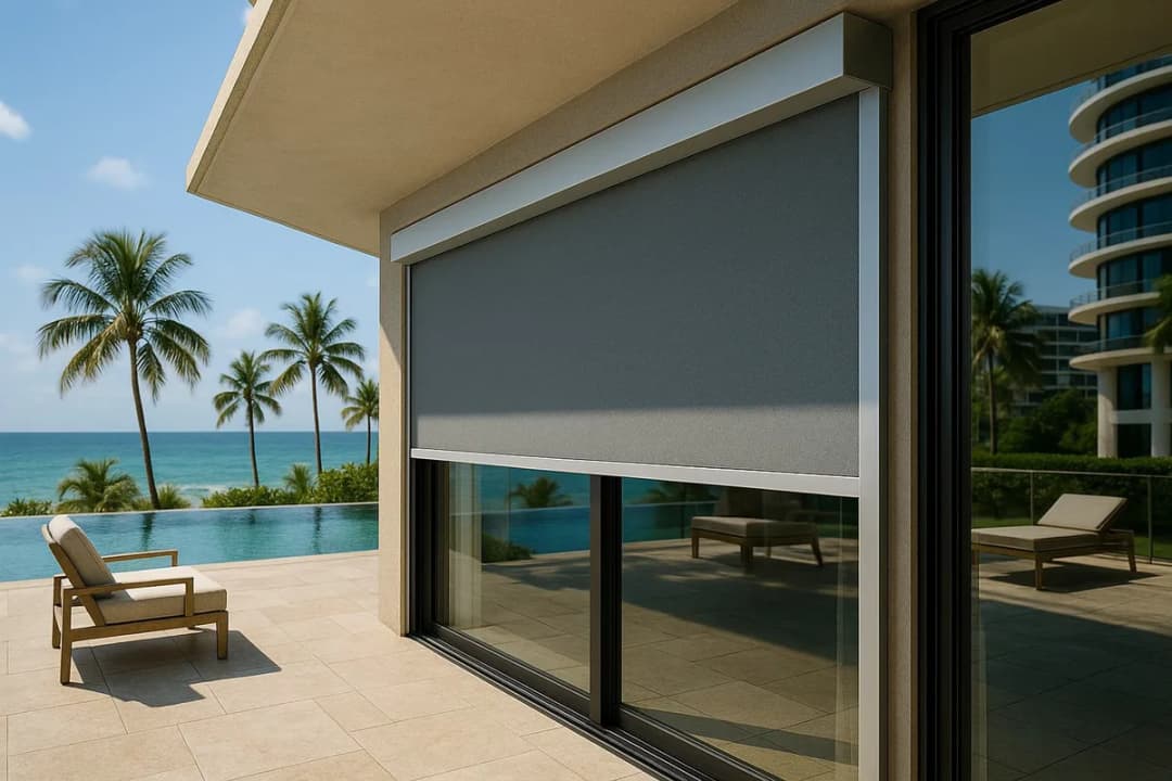 Sineset motorized ZIP screen on a terrace façade
